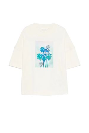 t-shirt in cotone bianco PALM ANGELS KIDS | PBAA002S26JER003002